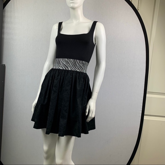 NEW Zebra Jacquard Roses Metallic Belt Mini Dress - Picture 14 of 16